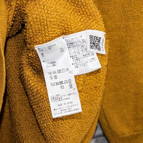 C.T. Plage Cotton Wool Crew Neck Sweater in Mustard Brown Women's Size 40 - Picture 5 of 10